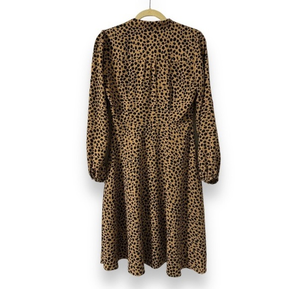 Gibson Latimer Beige Leopard Print Neck Tie Dress Women’s Size 6 EUC Classic - Picture 4 of 16